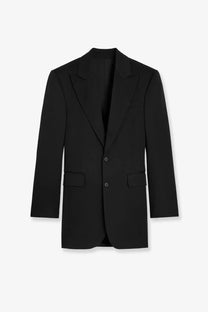 Celine women’s single breasted wool blazer in black with tailored fit notched lapels and two front buttons