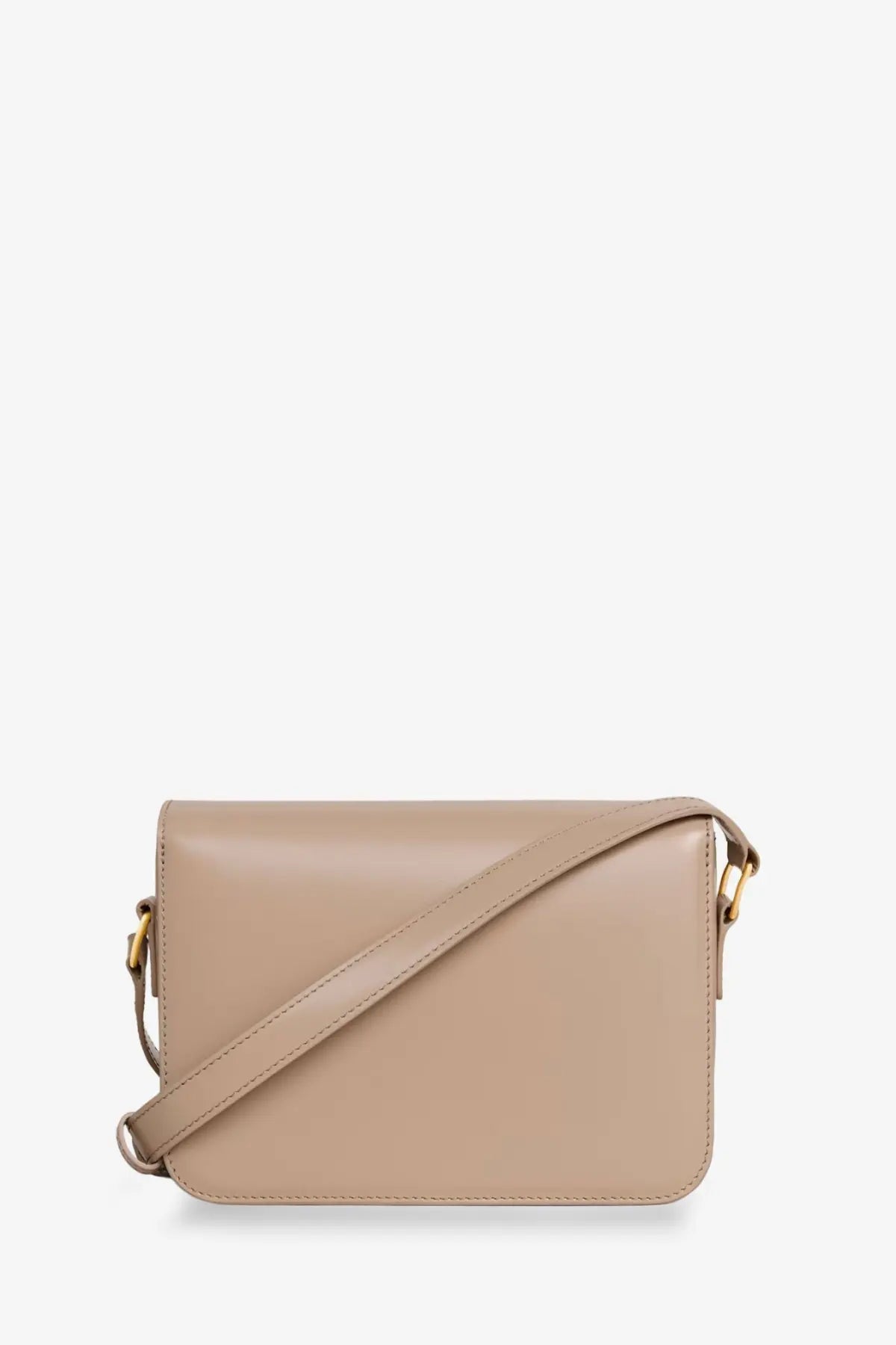 Beige leather crossbody bag with gold-tone hardware from celine womens teen triomphe leather crossbody bag green collection