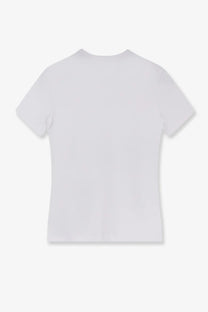 Celine women’s triomphe white short-sleeved t-shirt in cotton blend with simple crew neck design