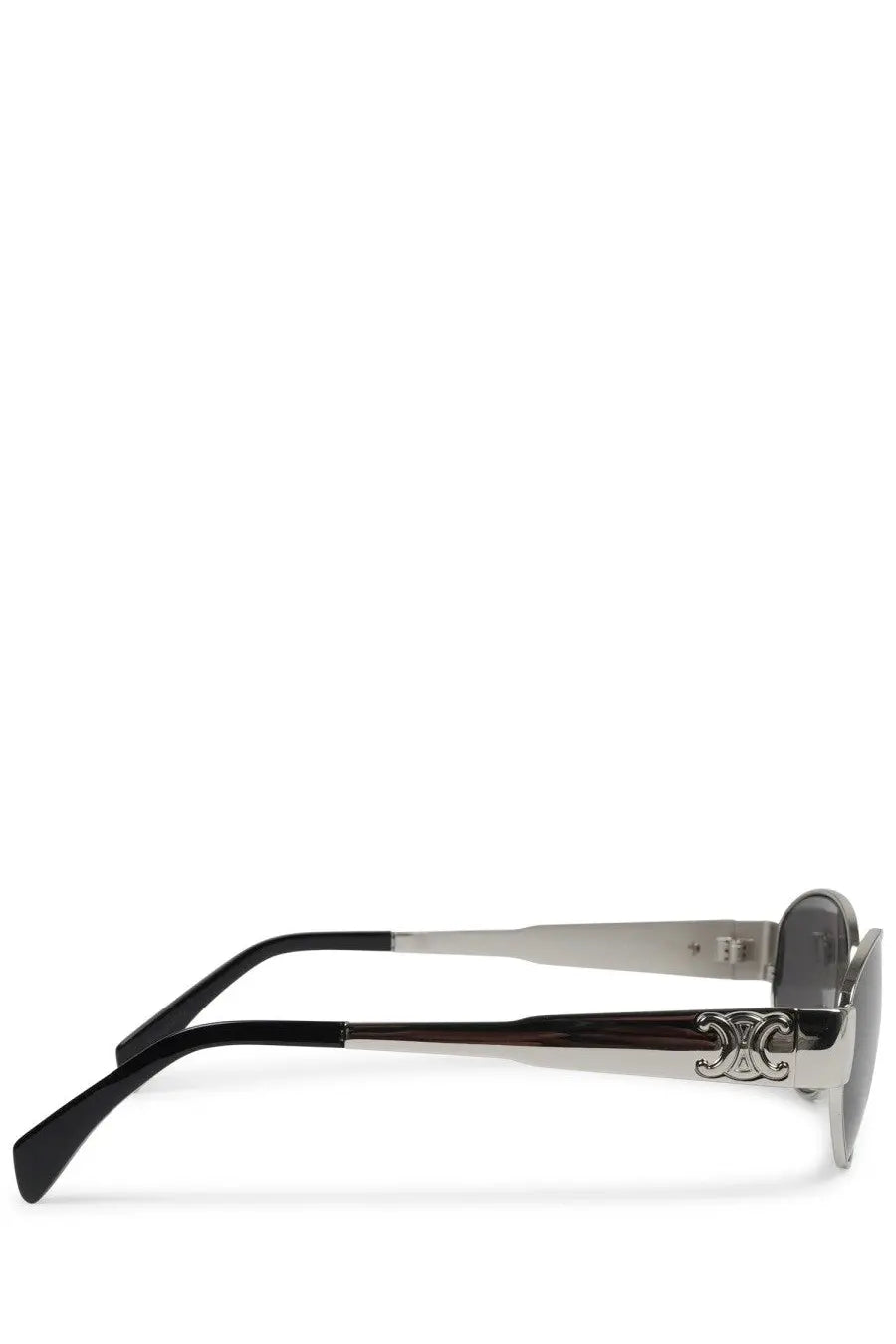 Celine women’s triomphe sunglasses in black and silver with sleek modern design and signature logo on the temple