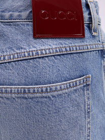 Gucci Men's Élavé Effect Denim Jeans Blue