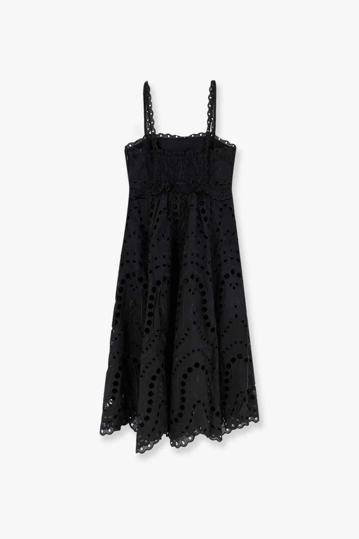 Charo Ruiz Ibiza women’s glimmer long black dress with delicate eyelet lace cutouts and thin spaghetti straps
