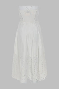 Charo Ruiz women’s abito lungo marlin white white eyelet lace midi dress with fitted bodice and flared skirt