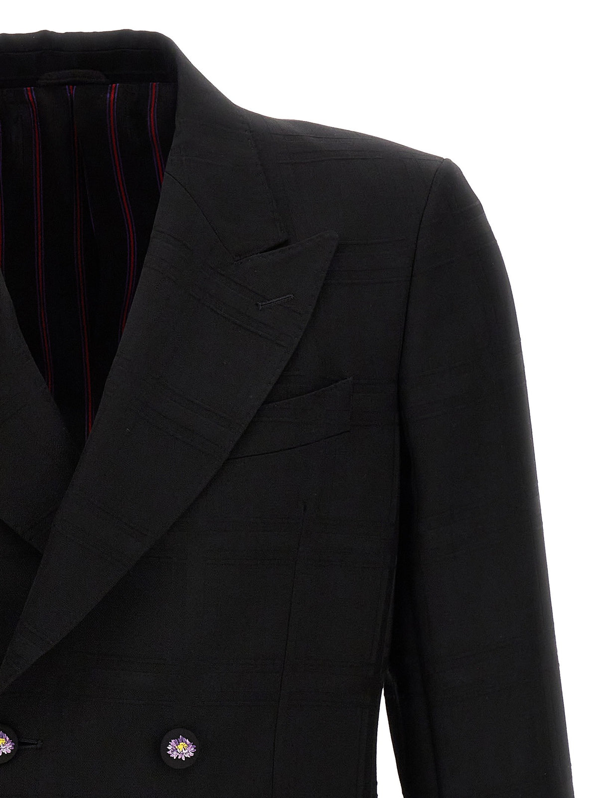 ETRO Check Double Breasted Blazer Black