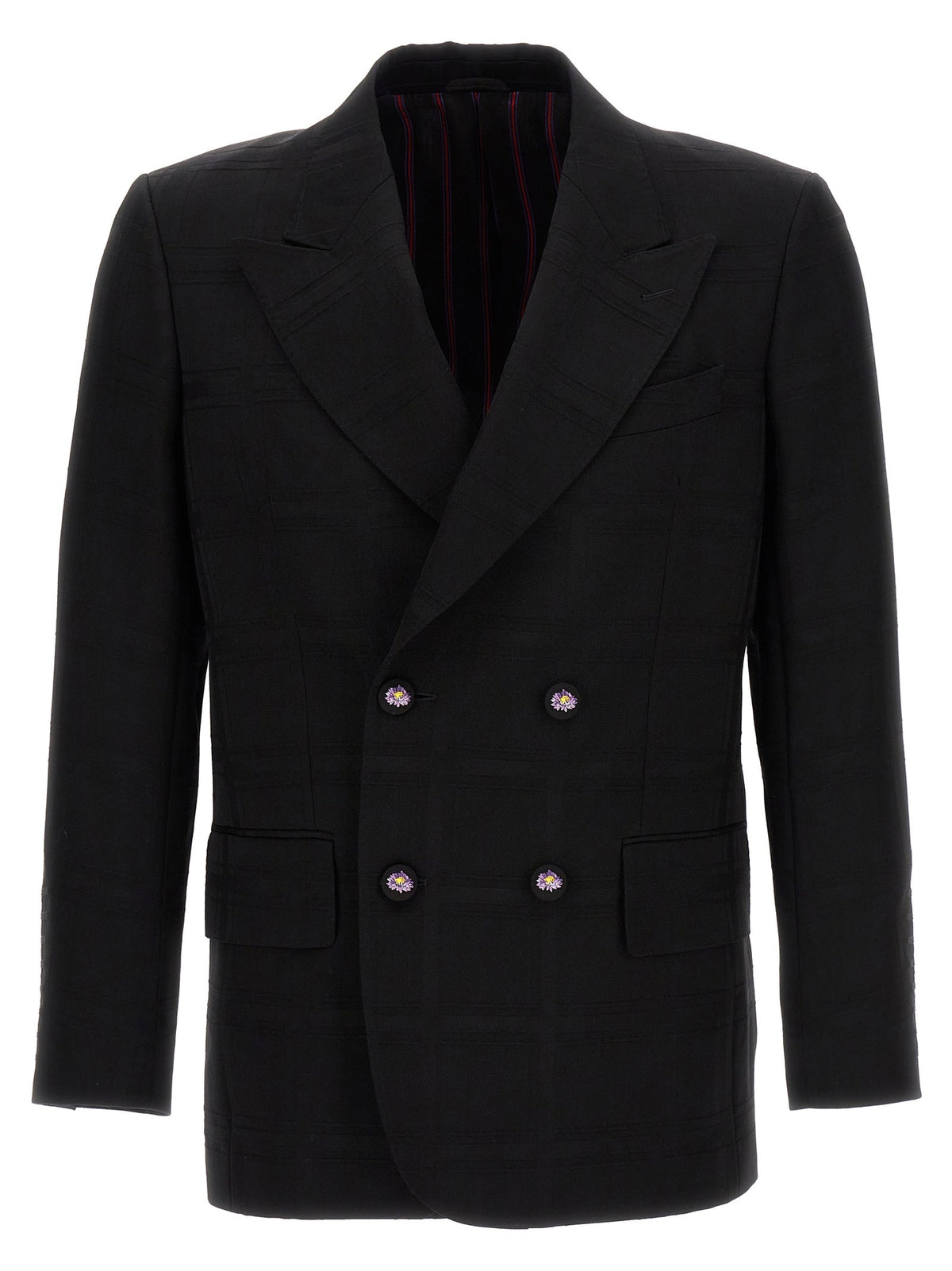 ETRO Check Double Breasted Blazer Black
