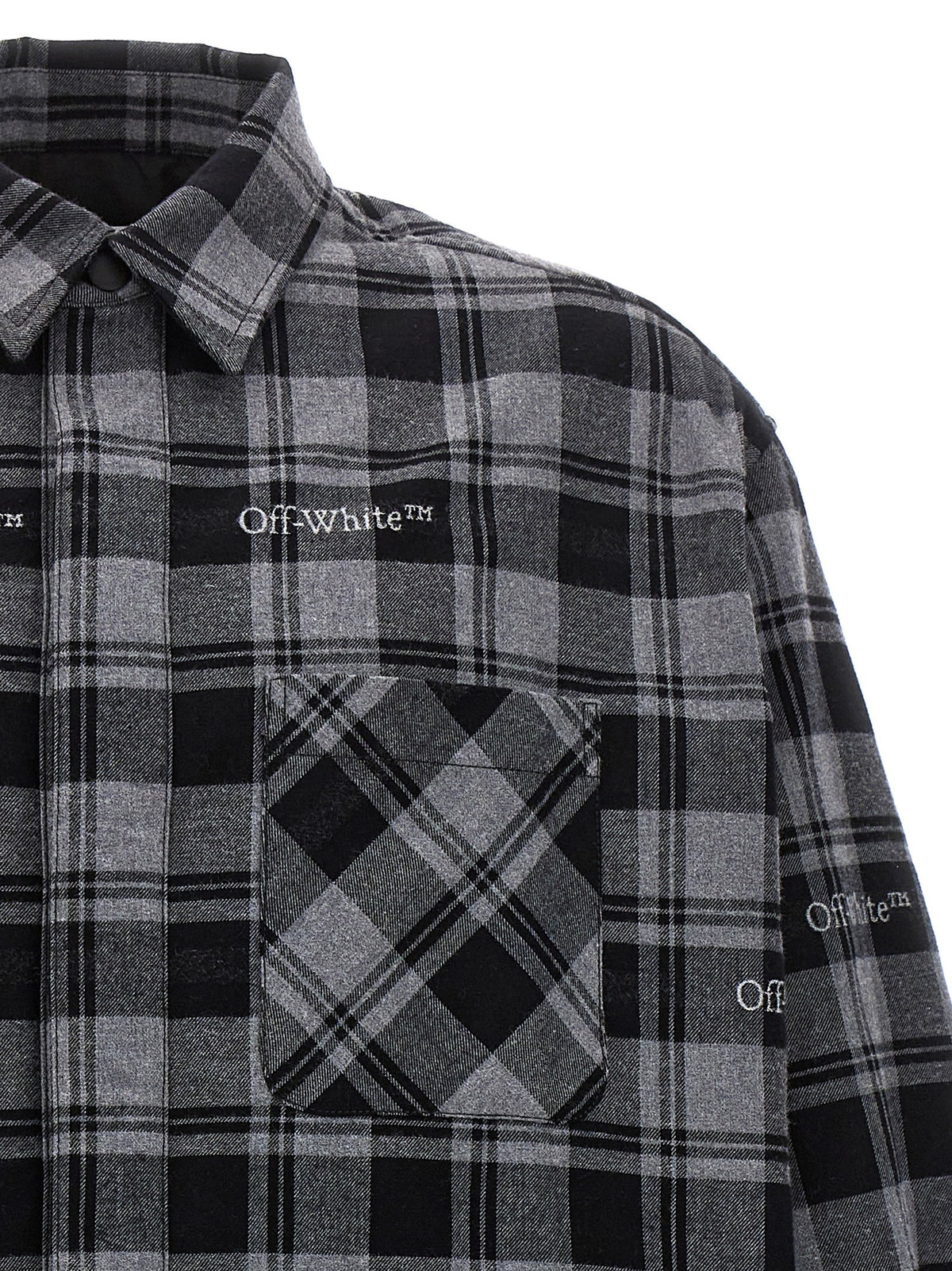 Off-White Check Flannel Padded Jacket Grey