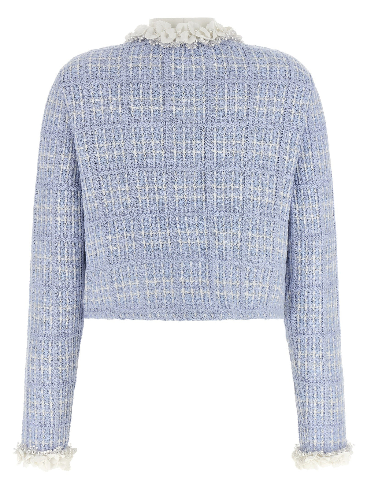 self-portrait Check Knit Jacket Blue