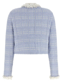 self-portrait Check Knit Jacket Blue