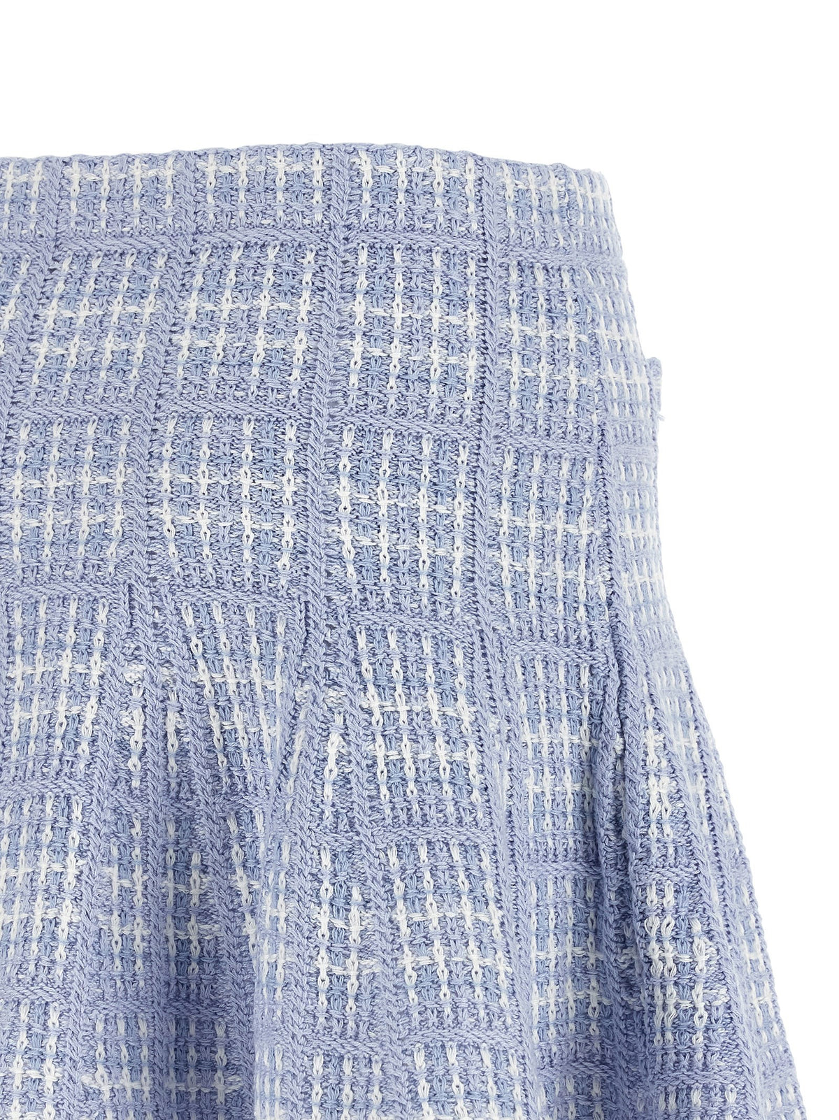 self-portrait Check Knit Skirt Blue