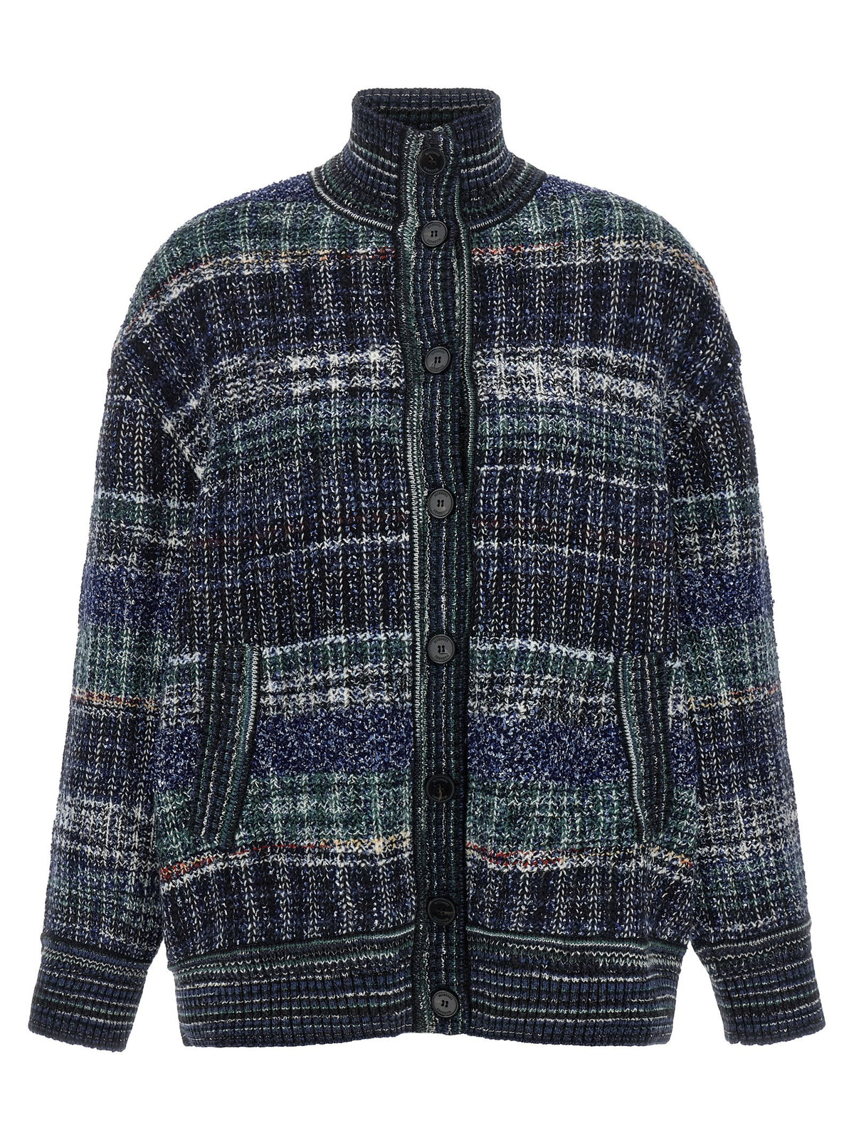 Missoni Check Wool Cardigan Blue