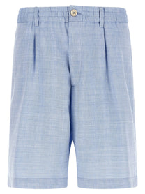 Brunello Cucinelli Chevron Bermuda Shorts Blue