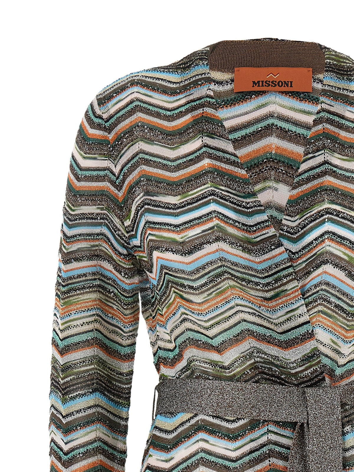 Missoni Chevron Lamé Cardigan Gold