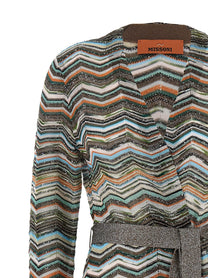 Missoni Chevron Lamé Cardigan Gold