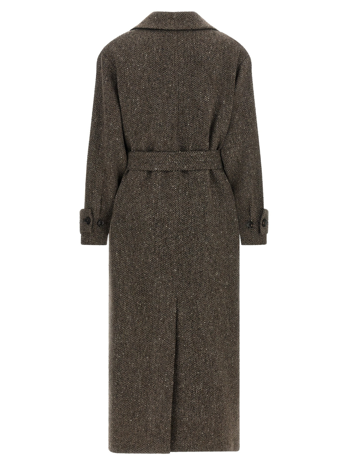 Kiton Chevron Wool Coat Brown