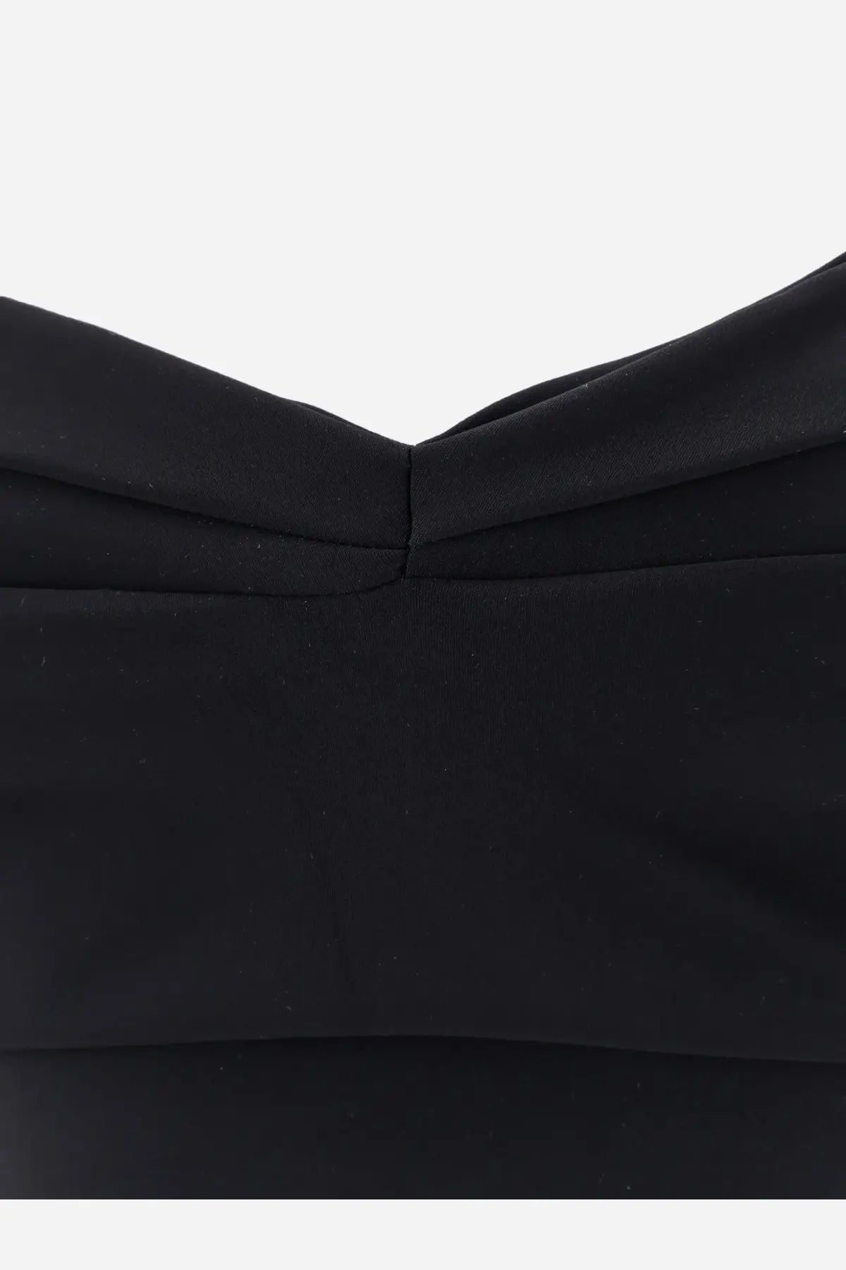 Chiara boni women’s goem satin long dress in black with a structured draped satin bodice neckline