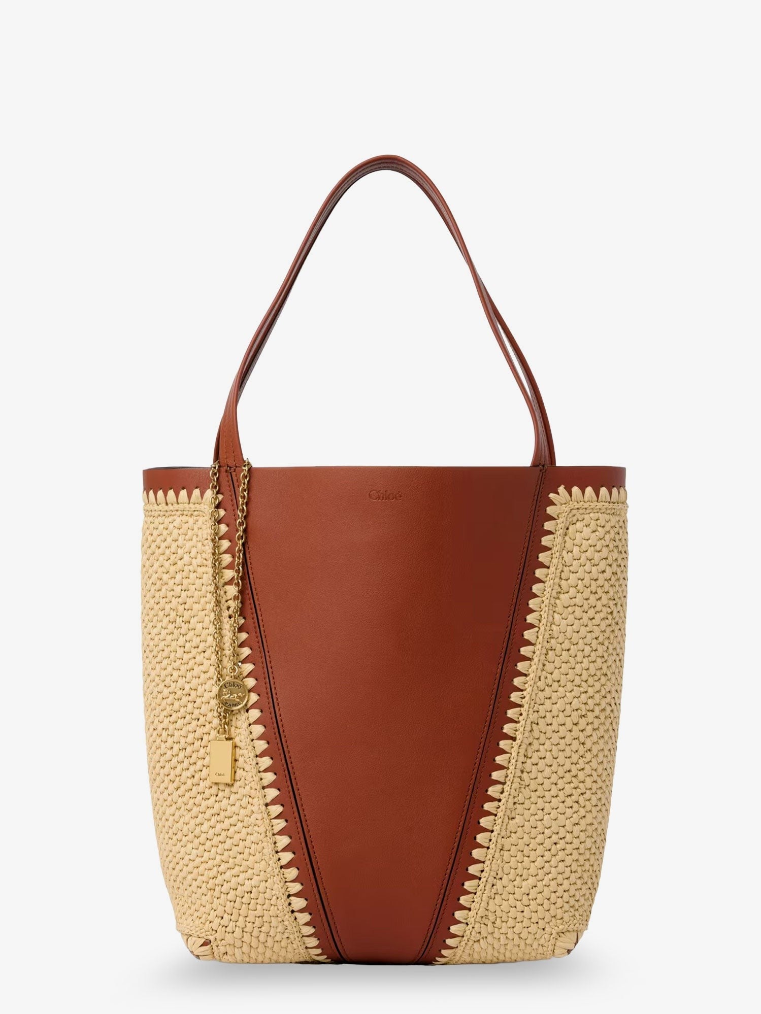 Chloé Women's Chloé Spin Leather and Raffia Shoulder Bag Brown