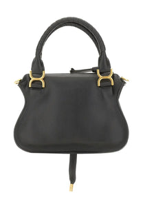 Chloé women’s borsa marcie black black leather handbag with gold-tone hardware and braided handles