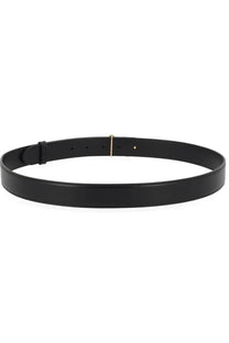 Chloé women’s cintura Chloé iconic black leather belt with minimalist gold tone buckle for stylish wear