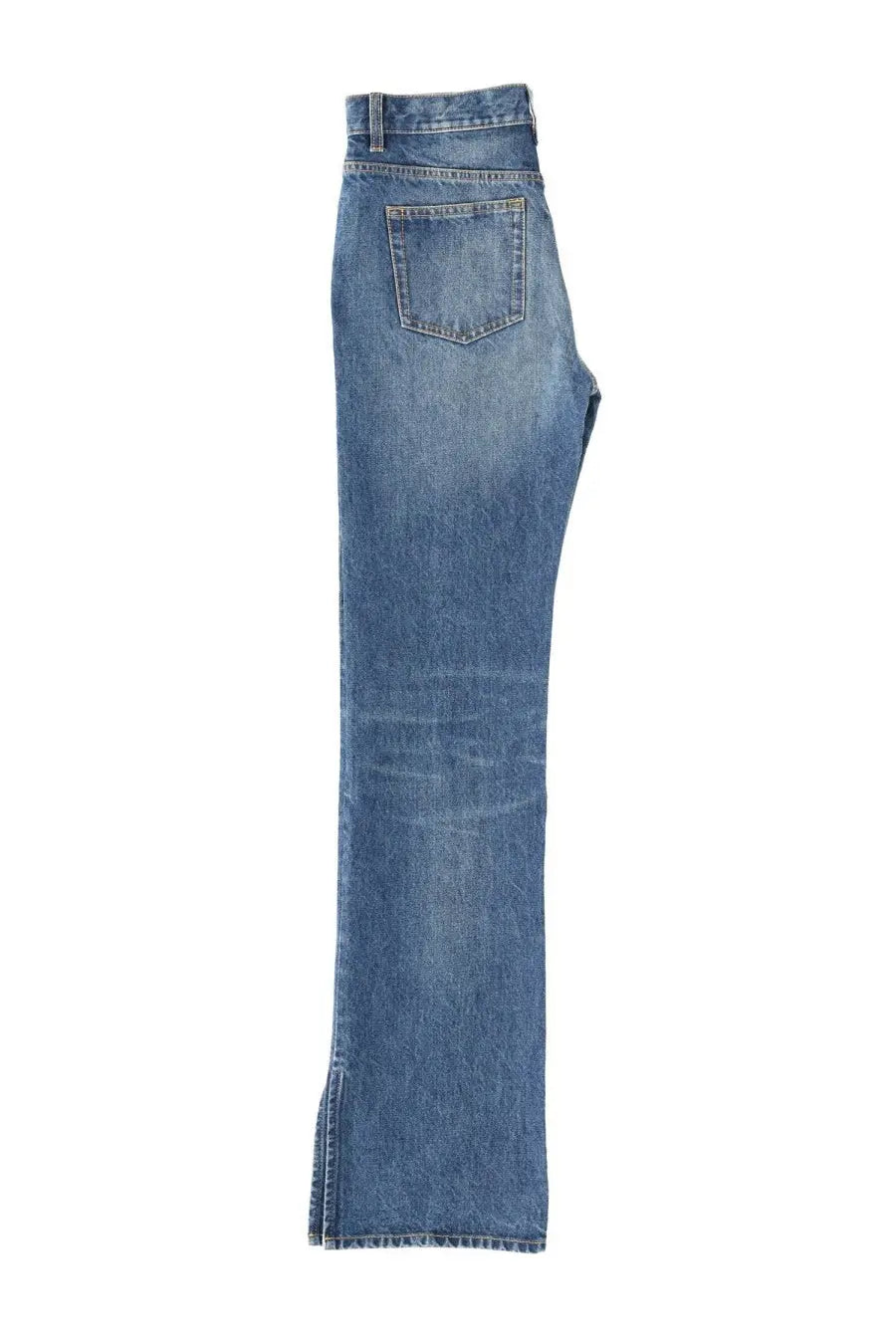Chloé women’s blue denim pants with straight-leg cut and split ankle detail in durable denim material
