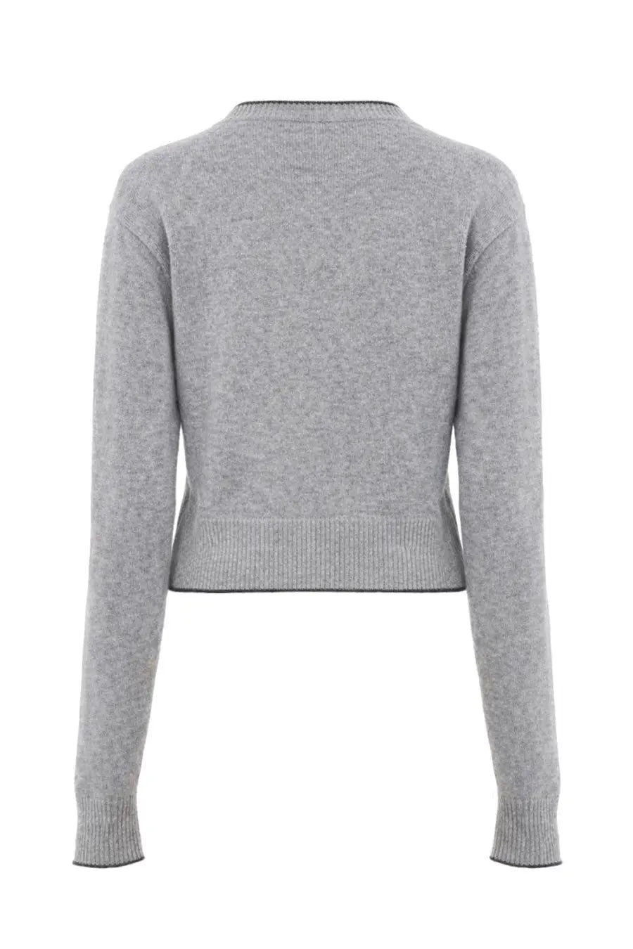 Chloé women’s fitted cardigan in soft heather gray cropped knit with ribbed hem and cuffs
