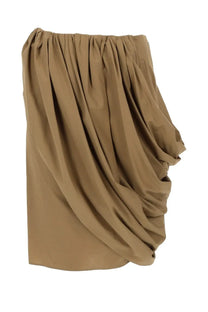 Chloe women’s gonna portafoglio camel-colored cotton popeline skirt with gathered waistband and flowing fabric