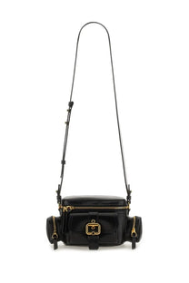 Chloé women’s black leather camera bag with gold-tone hardware and side pockets crossbody design