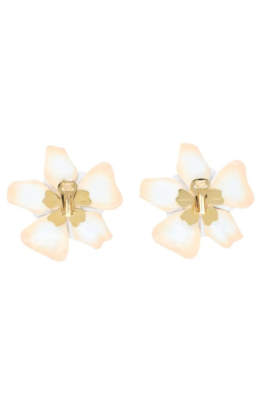 Chloé women’s orecchini bloom blue white floral stud earrings with gold-toned metal accents