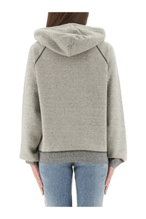 Chloé women’s oversized hoodie in soft heather gray with contrasting dark stitching and ribbed hem for casual wear