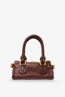 Chloé women’s paddington leather shoulder bag brown in rich burgundy leather with gold-tone hardware and studded detailing