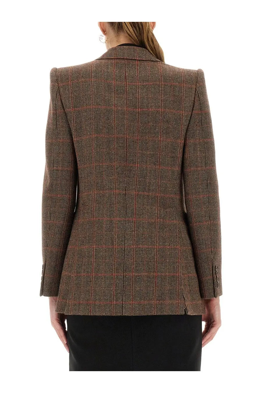 Brown and red plaid wool tailored blazer with notched lapel by Chloé for women
