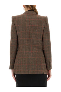 Brown and red plaid wool tailored blazer with notched lapel by Chloé for women