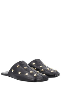 Chloé women’s sabot rita black leather mules with gold tone stud embellishments