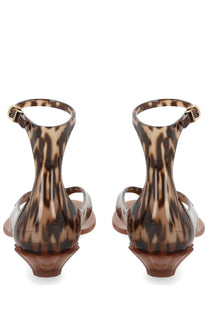 Chloé women’s sandalo jelly brown tortoiseshell-patterned jelly sandals with translucent design and gold-tone buckle accents