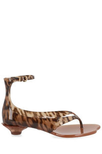 Chloé women’s sandalo jelly brown transparent brown and tan leopard-print jelly sandal with low heel