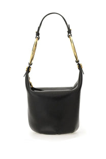 Chloé women’s small bracelet bag in black leather with gold-tone hardware and a curved top handle
