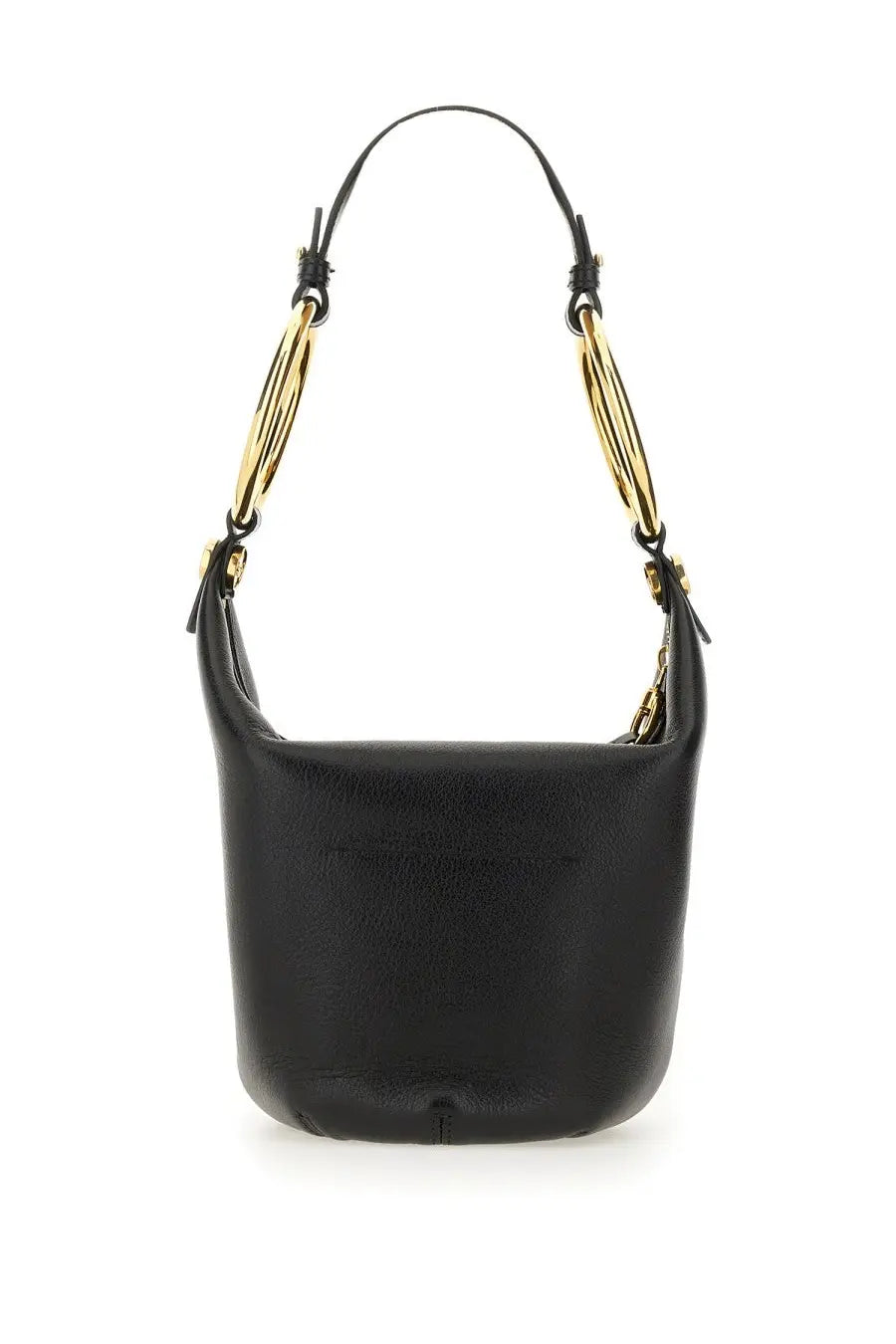 Chloé women’s small bracelet bag black leather hobo bag with gold-tone chain link shoulder straps