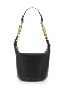 Chloé women’s small bracelet bag black leather hobo bag with gold-tone chain link shoulder straps