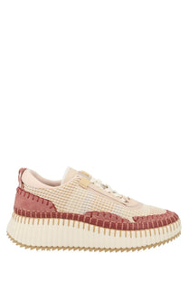 Chloé women’s sneaker nama beige blush pink and cream woven sneaker with chunky textured sole