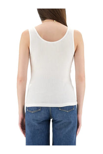 Chloé women’s white sleeveless tank top made of ribbed knit fabric for a stylish casual look