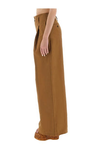 Tan high waist wide-leg trousers with button closures from chloé women’s wide leg pants brown collection