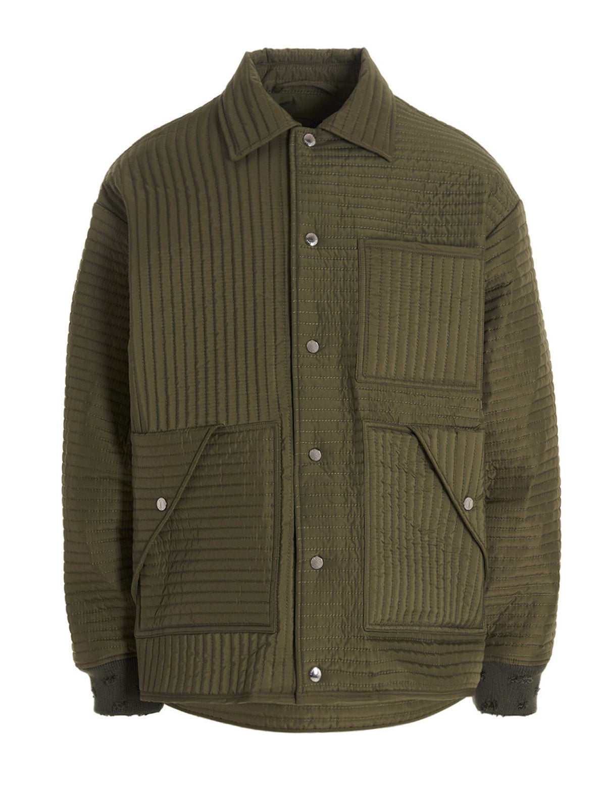 KHRISJOY Chore Quilted Stripes Down Jacket Green