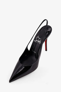 Christian Louboutin women’s Miss patent leather slingback pump in black with a signature red sole