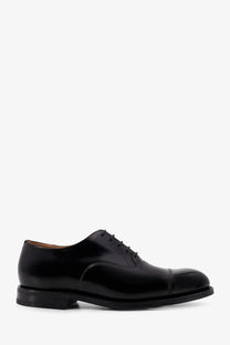 Churchs men’s Consul black leather cap-toe oxford shoe with polished finish and dark laces