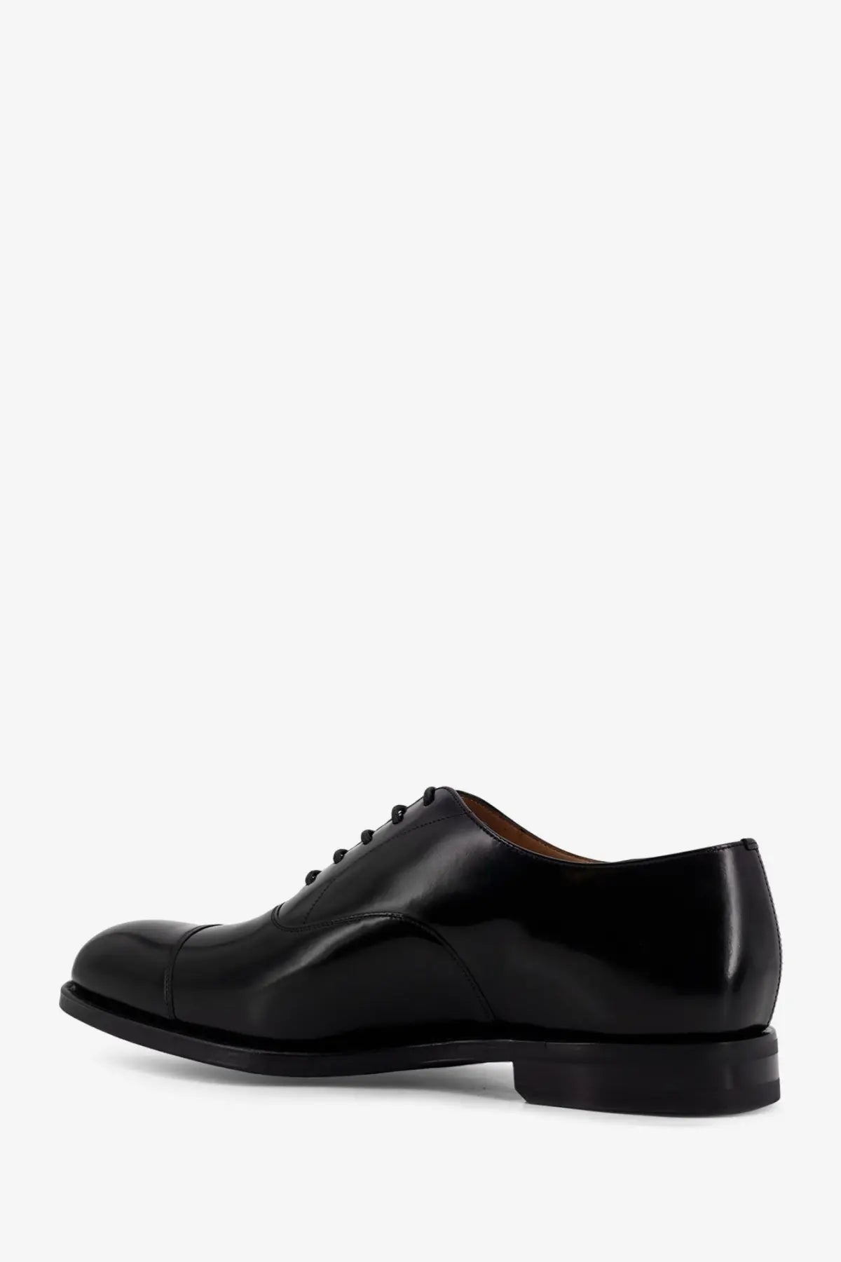Churchs men’s consul black leather oxford shoe with polished patent finish and classic cap toe design