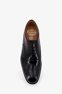 Churchs men’s consul leather lace black oxford shoe in black patent leather with polished finish and classic design