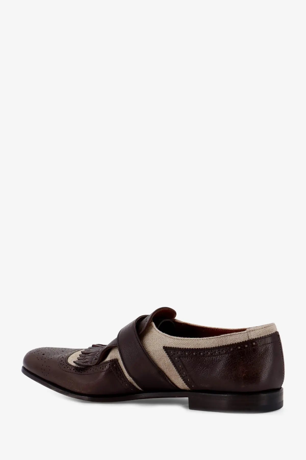 Churchs men’s Shangai Flex loafers brown leather brogue with beige suede accents and decorative tassel