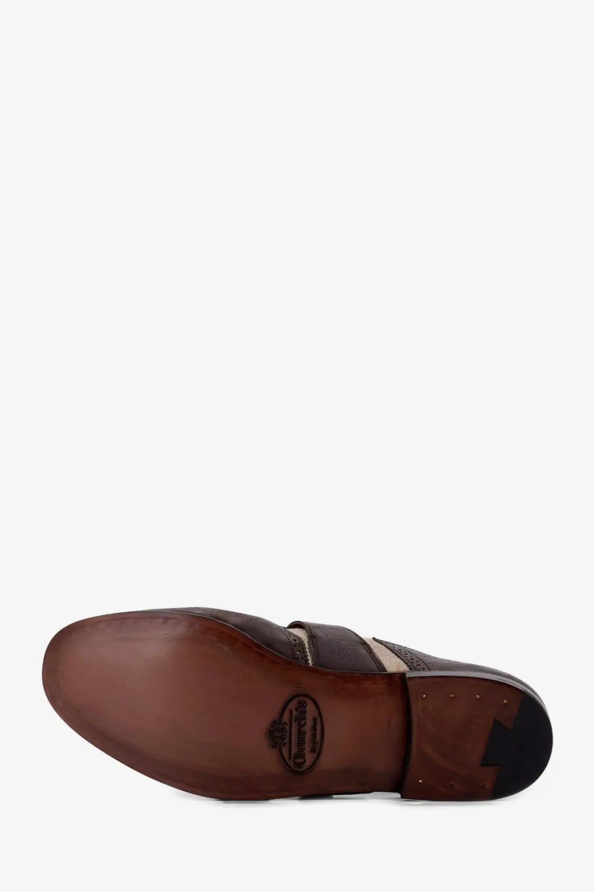 Brown leather Church’s men’s Shangai Flex loafers with stitched seam and small logo on the sole