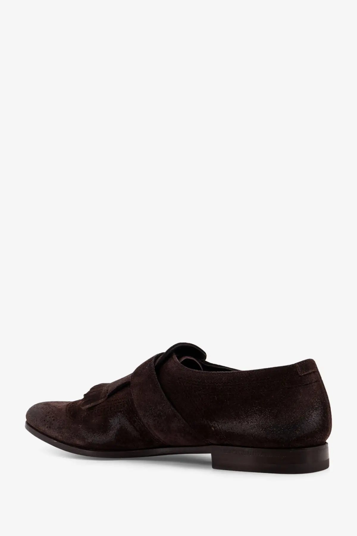 Dark brown suede leather lace-up shoe with textured finish and low block heel from Church’s men’s Shanghai collection