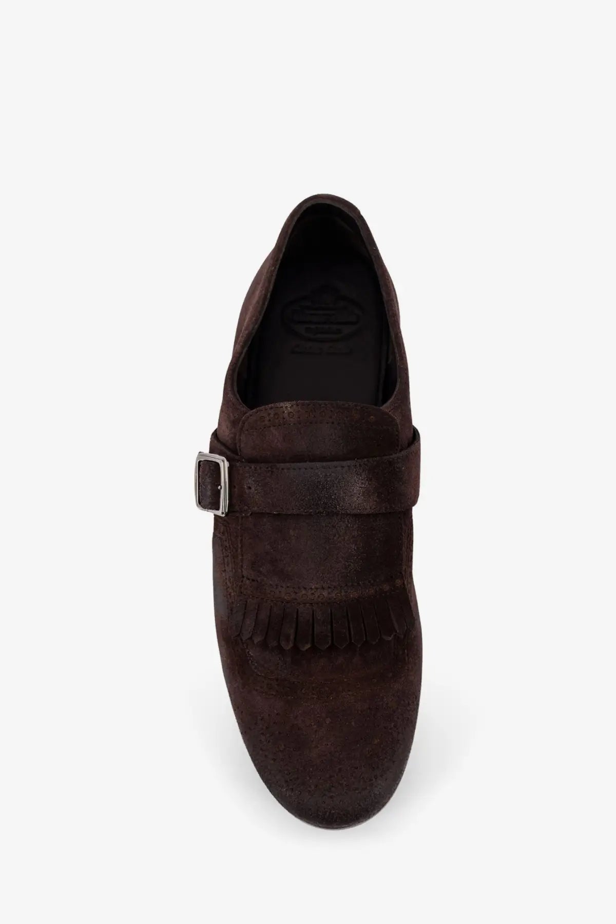 Churchs men’s Shanghai laser suede loafers brown dark brown suede moccasin with silver buckle and fringed detailing