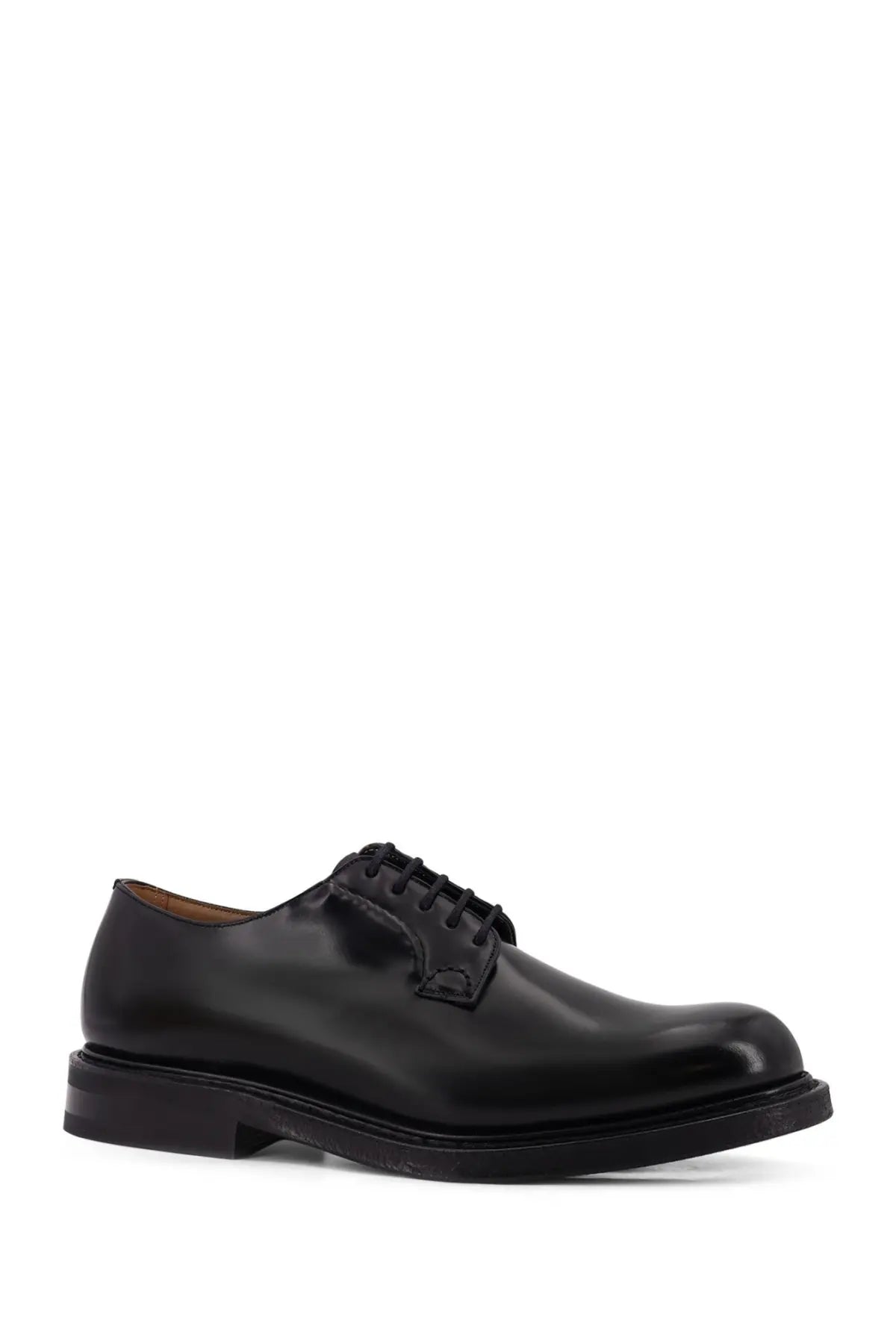 Churchs men’s shannon leather lace black derby shoe with polished finish and classic lace-up design
